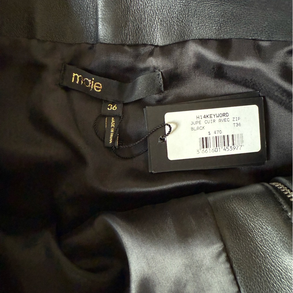 Maje Black Lamb Leather Skirt - Picture 4 of 7